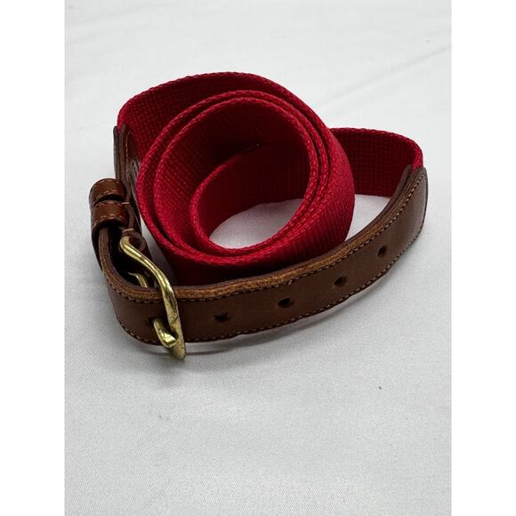 Coach Natural Linen Leather Belt Sz 38 Brick Red used 41” Long Preppy Academic - Picture 2 of 8